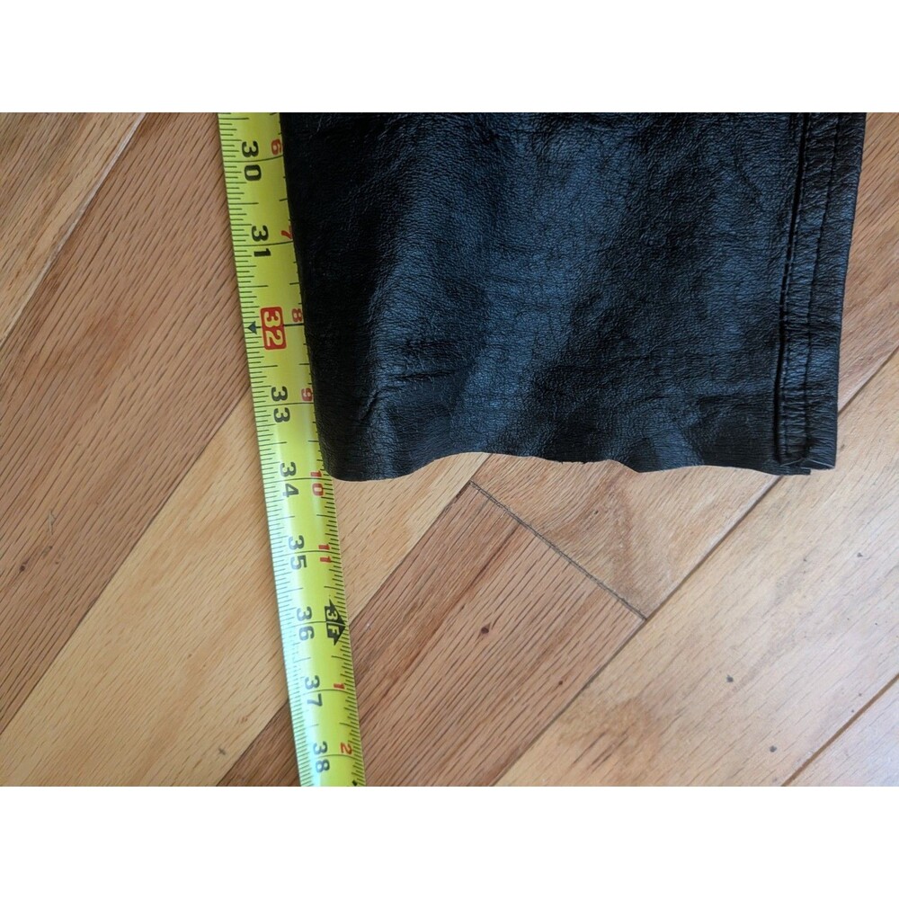 Vintage International Male Leather Pants 34 x 34 Black Gay 5 Pocket Raw Hem - Picture 9 of 11